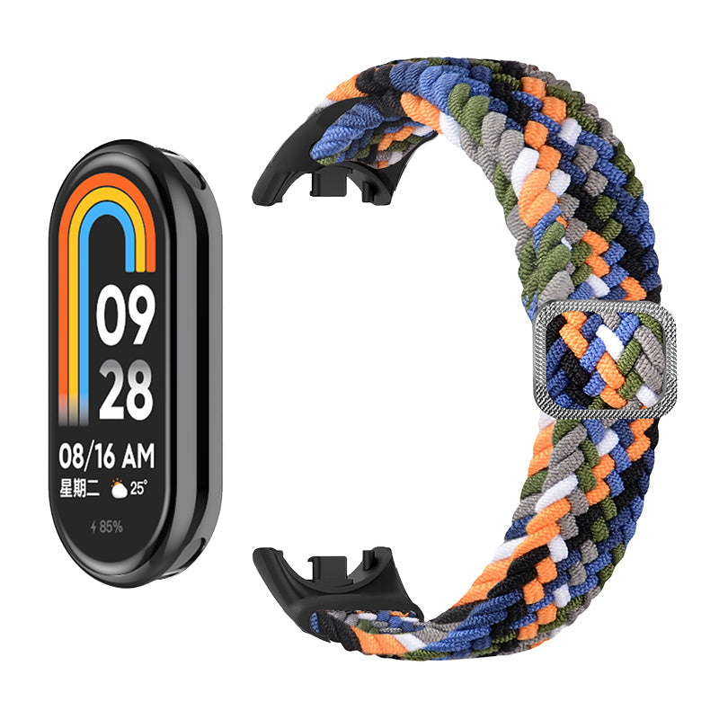 ENKAY HAT-PRINCE For Xiaomi Smart Band 8 Elastic Watch Band Nylon Braided Wrist Strap Set with PMMA Screen Protector ENKAY HAT-PRINCE For Xiaomi Smart Band 8 Elastic Watch Band Nylon Braided Wrist Strap Set with PMMA Screen Protector